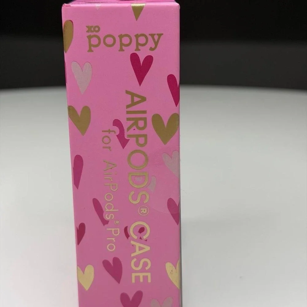 XO Poppy Heart AirPods Pro Case Pink Gold Wireless Charging Shockproof Coquette